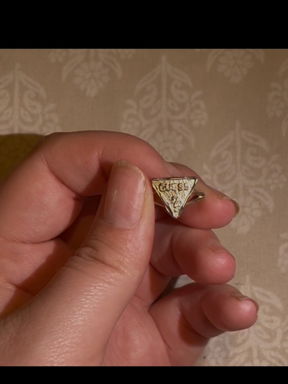 Guess Gold-Tone Triangle Logo Ring